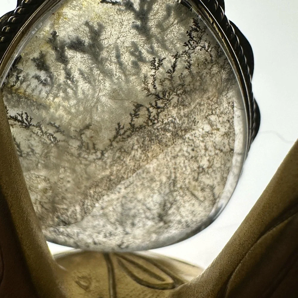 Dendritic Agate Teardrop Pendant in Silver 925 Setting on Silver 925 Chain - Picture 13 of 16